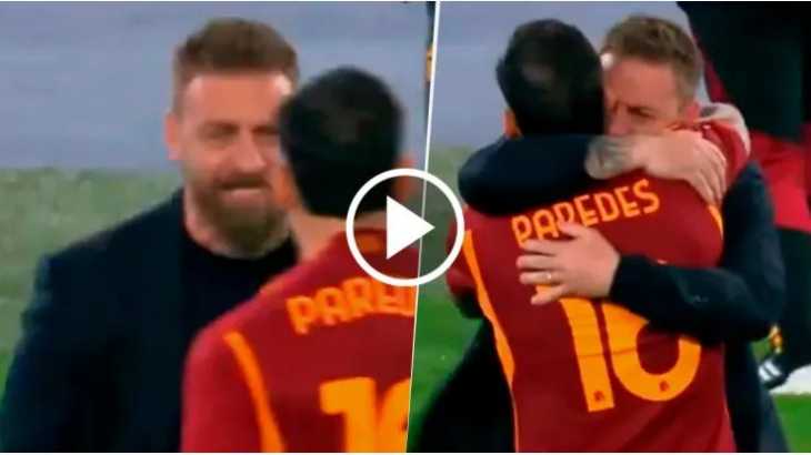 A lo Boca: El tremendo abrazo de Daniele De Rossi con Leandro Paredes en la Roma