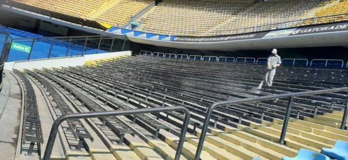 Así se ve la Bombonera sin las butacas celestes