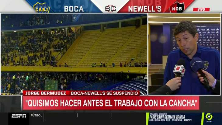 Bermúdez y la suspensión de Boca-Newells: Le pedimos disculpas a la gente