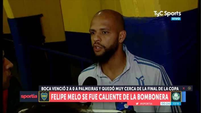 El cruce de Felipe Melo con periodista en La Bombonera