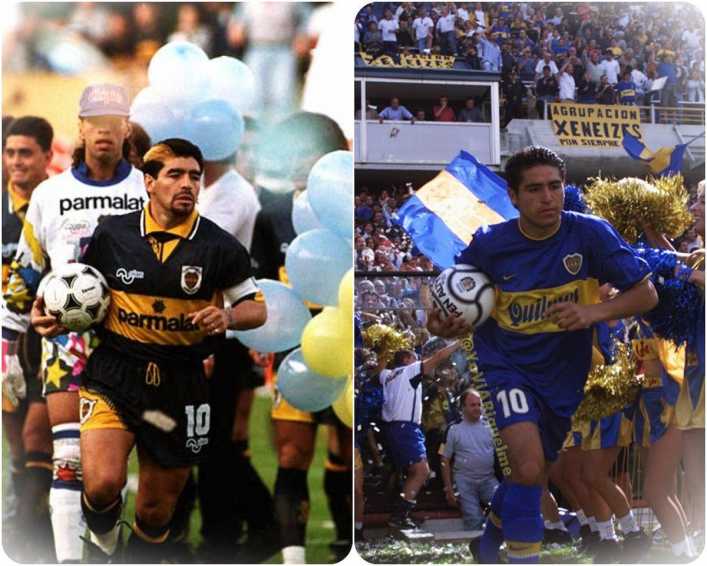 El día que entró Riquelme y se retiró Maradona en Boca