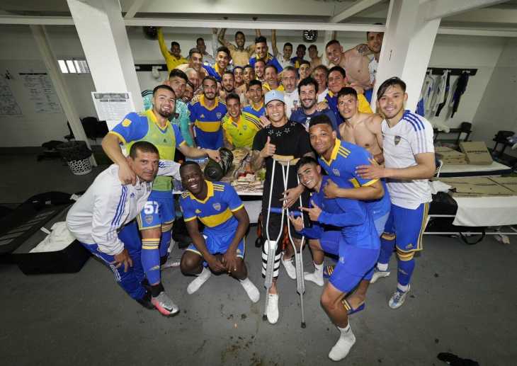 El eufórico festejo de los jugadores de Boca en La Plata