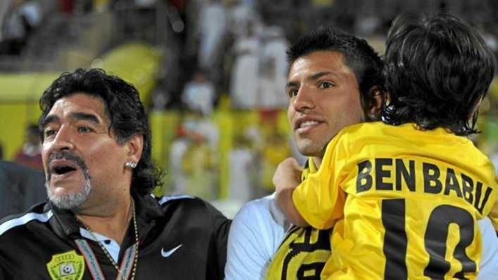 El Kun Agüero se despide de Maradona, el abuelo de su hijo Benjamín