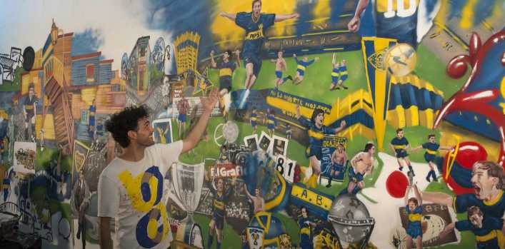 El mural que representa el amor de los hinchas de Boca por su club