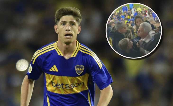 El padre de Belmonte se peleó con los hinchas en la platea de Boca por los insultos al volante