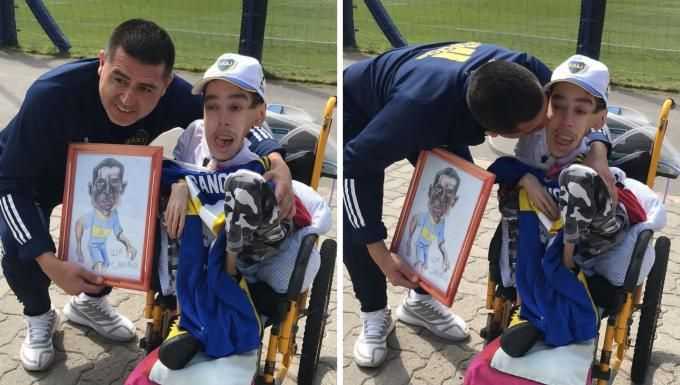 El precioso gesto de Riquelme con un niño en silla de ruedas