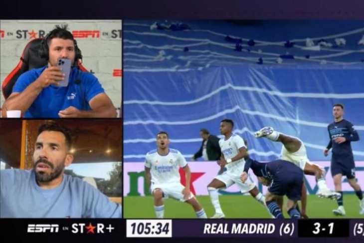 El show del Kun Agüero y Carlos Tevez durante el partido Real Madrid-Manchester City