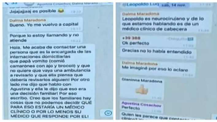 Filtran los preocupantes WhatsApps de los hijos de Maradona sobre la salud de su padre