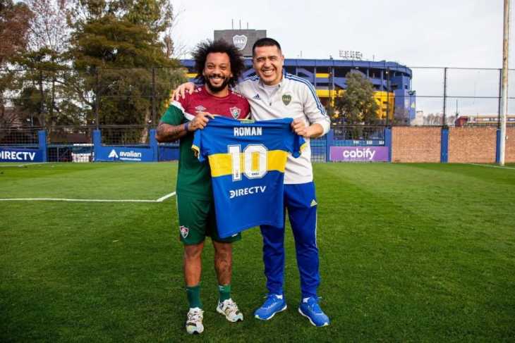 La charla entre Riquelme y Marcelo con elogios a Fabra: Como vos en Real Madrid, él para nosotros