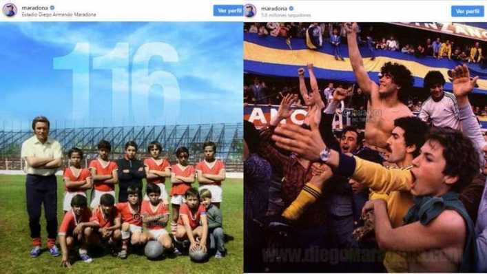 La doble publicación de Maradona con Argentinos y Boca