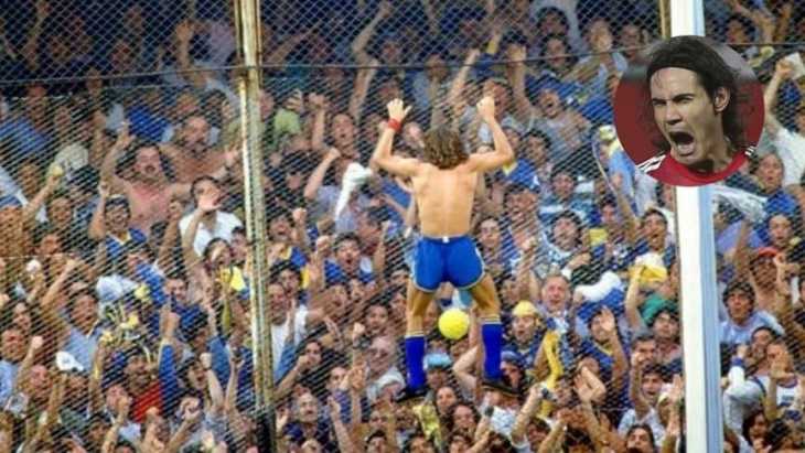 La imagen de Boca que deslumbró a Cavani: la historia del gol de Manteca Martínez y el festejo en el alambrado