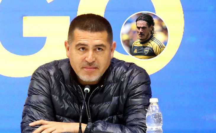 La postura de Riquelme con Edinson Cavani en medio de las críticas de los hinchas de Boca