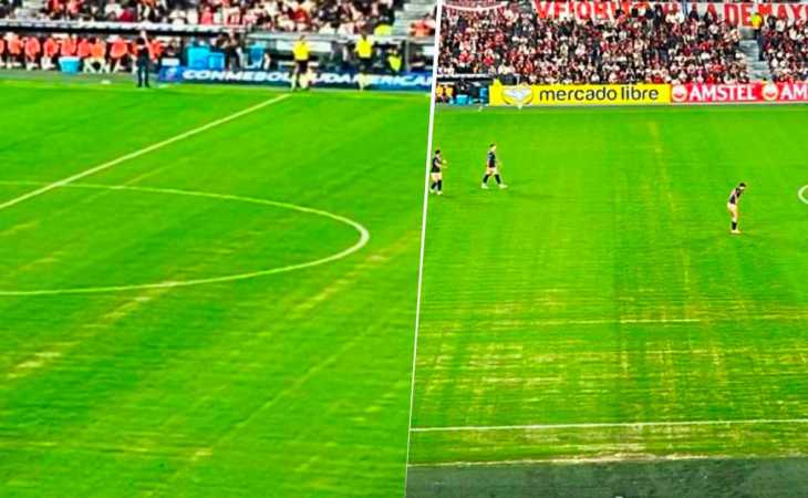 Las gastadas de los hinchas de Boca a River por el campo del Monumental: “Son las líneas del VAR”