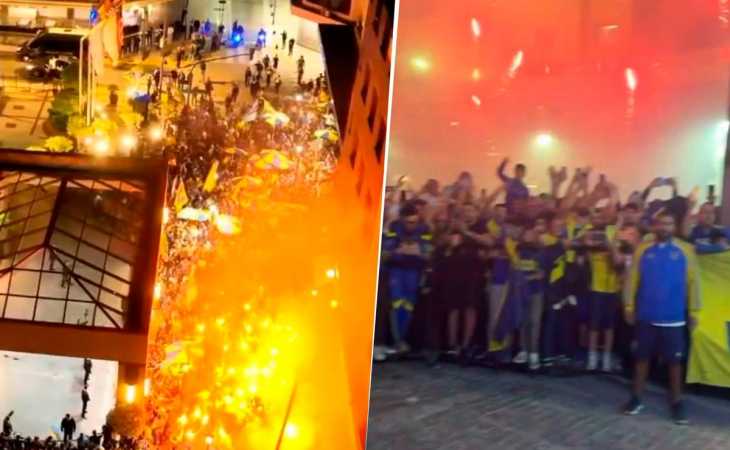 Los videos de la masiva caravana de hinchas de Boca rumbo al hotel donde concentra el plantel