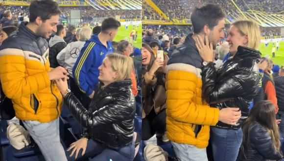 Mujer pide matrimonio a su novio en el estadio de Boca Juniors y conmueve a las redes