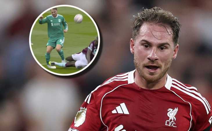 No lo rompió de milagro:  Mac Allister recibió una terrible patada en Liverpool vs. Burnley