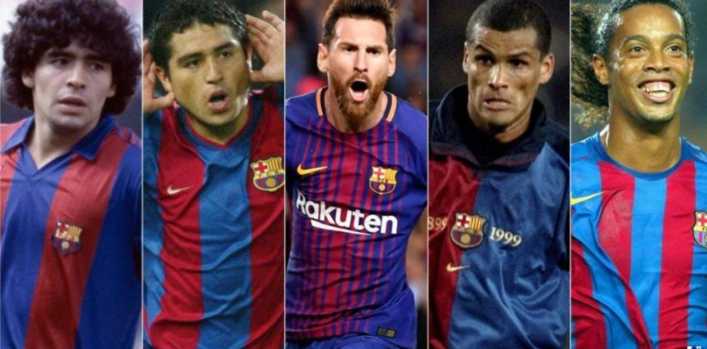Riquelme con Messi y Maradona dentro de los grandes 10 del Barcelona