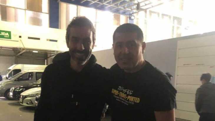 Riquelme se reencontró con un excompañero en el partido de Boca ante Rosario Central