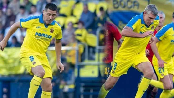 Riquelme y Palermo la rompieron en el Partido de las Leyendas y celebraron el centenario de Villarreal