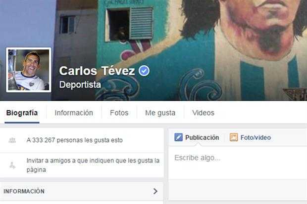 Tevez, furor en Facebook