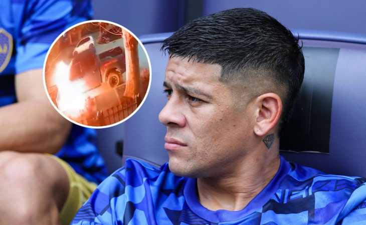 Un encapuchado incendió una camioneta de Marcos Rojo tasada en 100 millones: el video