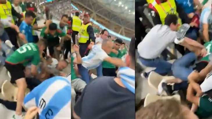 VIDEO: Hinchas de Argentina y México se agarraron a trompadas tras el triunfo de la Selección