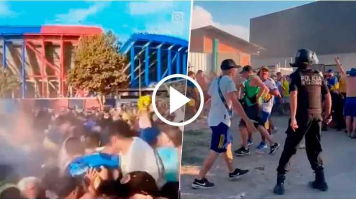 VIDEO: Incidentes entre hinchas de Boca y la policía antes del partido con Sarmiento
