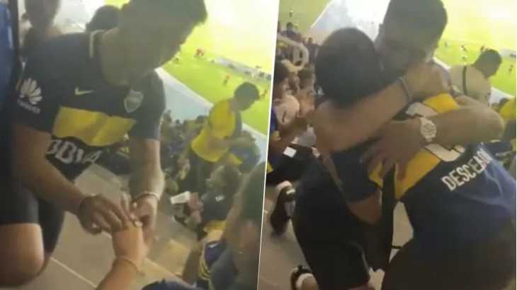 VIDEO: Le pidió casamiento a su novia en la tribuna y esta fue la reacción de la hinchada de Boca