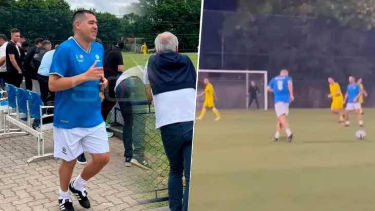 VIDEO: Riquelme volvió a una cancha de fútbol en la previa de la final de la Copa