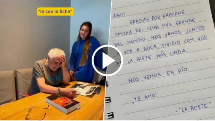 VIDEO VIRAL: Una hincha de Boca sorprendió a su abuelo con el mejor regalo: lo llevará a la final de Río
