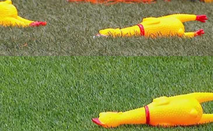 Viral: los hinchas de Boca les tiraron gallinas a los jugadores de River en la entrada en calor