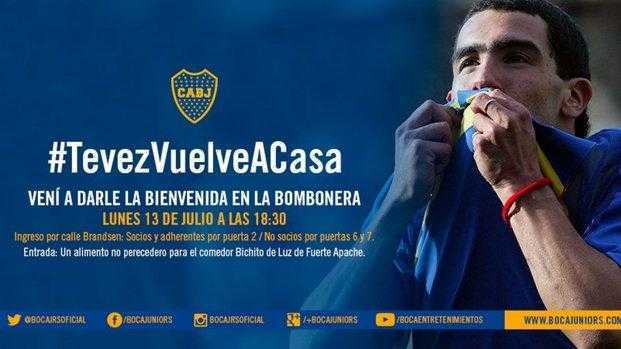 Ya se sabe cómo será la fiesta de bienvenida para Tevez en Boca
