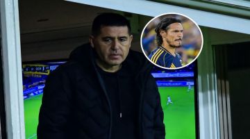 La reacción de Riquelme al cambio de Cavani mientras los hinchas silbaban al delantero