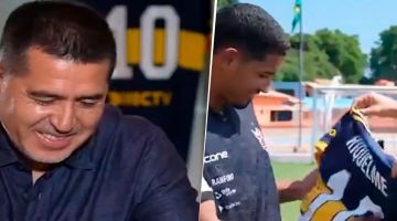 Riquelme conoció a los jugadores brasileños que llevan su nombre: su reacción y un regalo especial